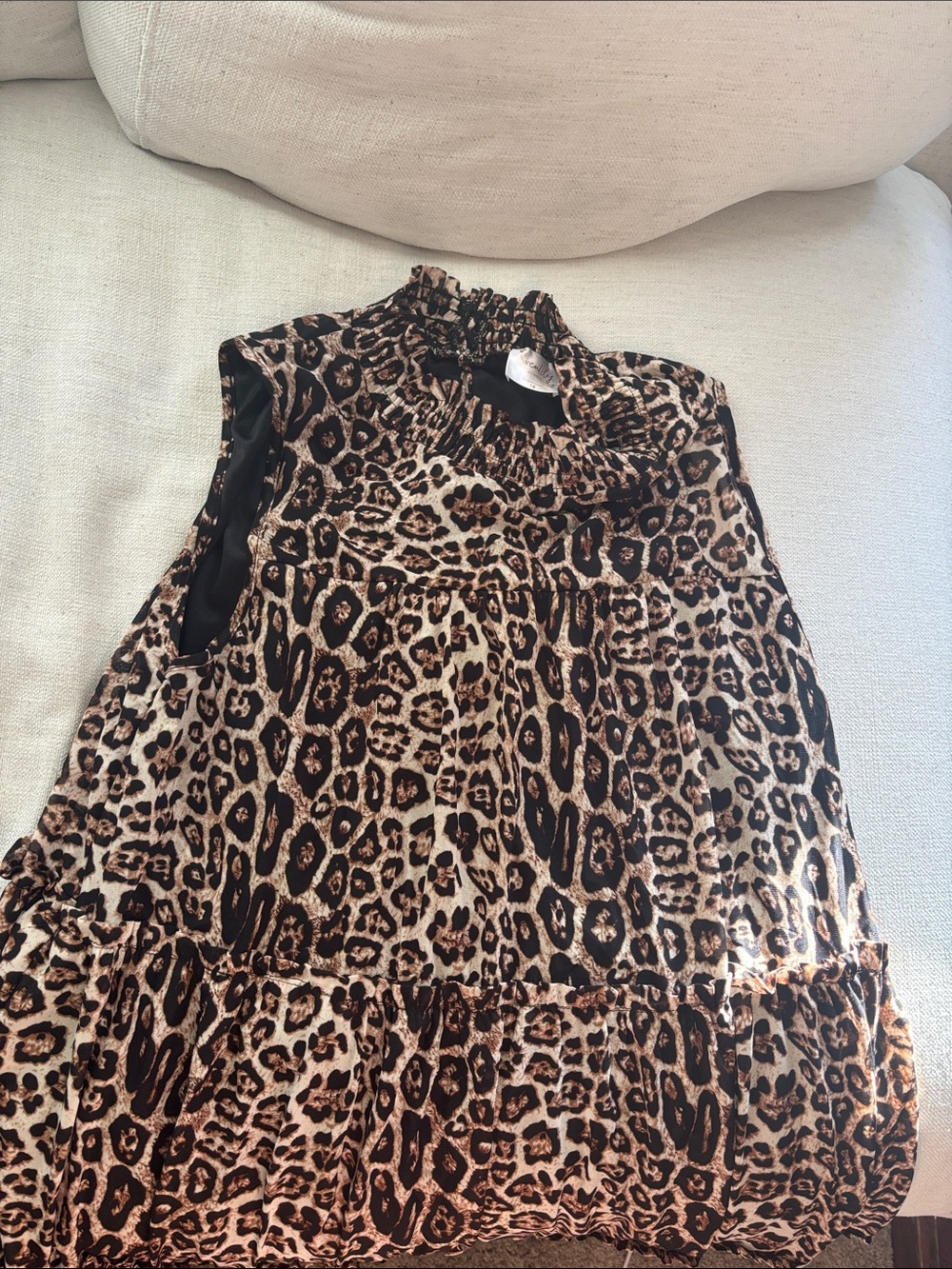 Leopard Print Asymmetrical Women's Dress - Brown/Black